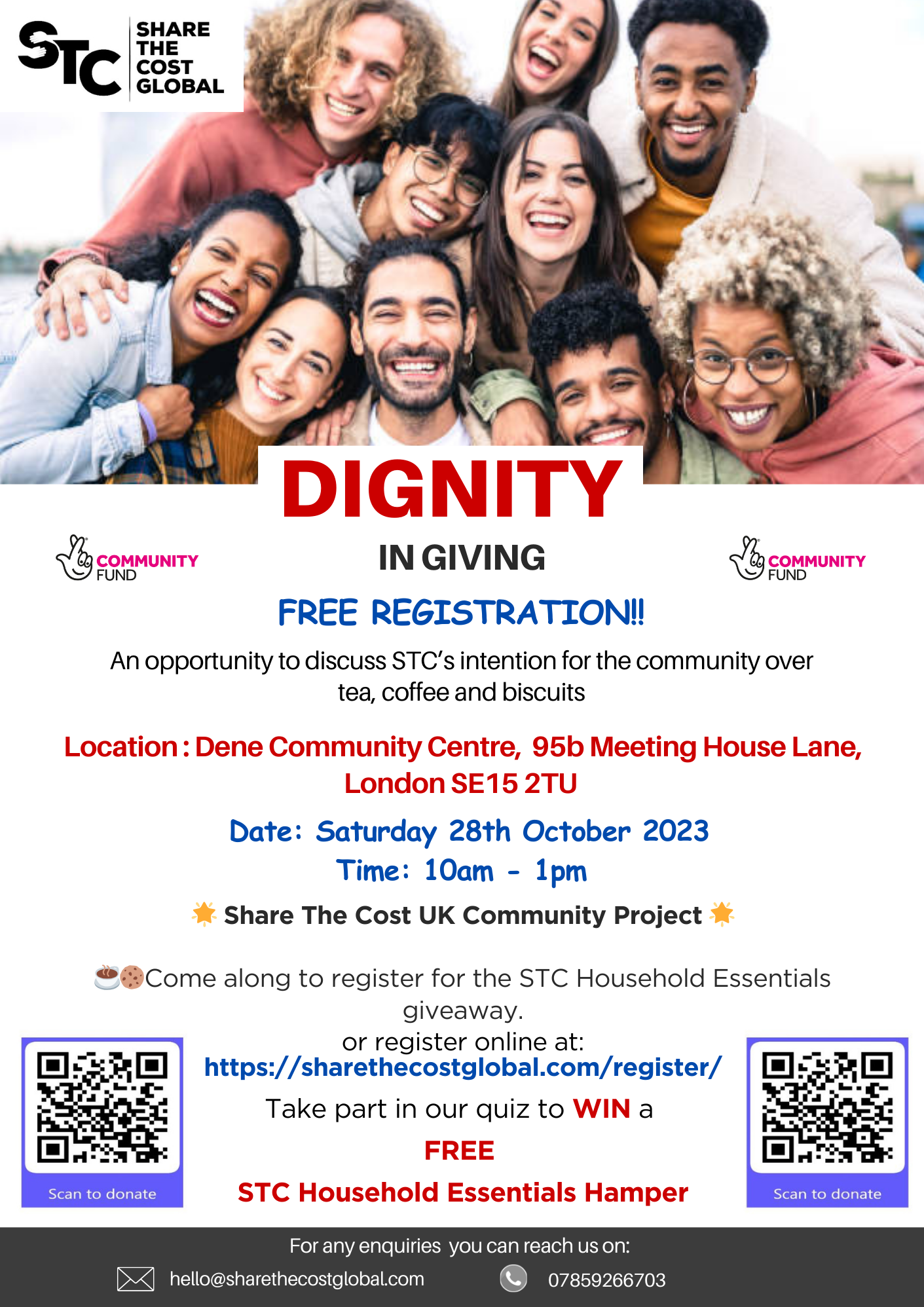 Image of leaflet promoting the first coffee morning registration day hosted by STC Global on 28th October 2023 at 10am to 1pm